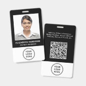 ビジネス ロゴ QRコード 従業員写真ID バッジ (正面＆裏面)