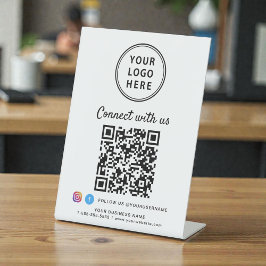 ビジネス ロゴ QR コードでつながる テーブルトップ 台座サイン