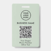 ビジネス ロゴ QR コード セージ グリーン バッジ (裏面)