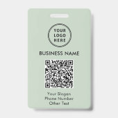 ビジネス ロゴ QR コード セージ グリーン バッジ (正面)