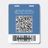 ビジネス ロゴ QR コード バーコード 青 写真付き ID バッジ (裏面)