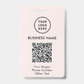 ビジネス ロゴ QR コード ピンク バッジ (正面)