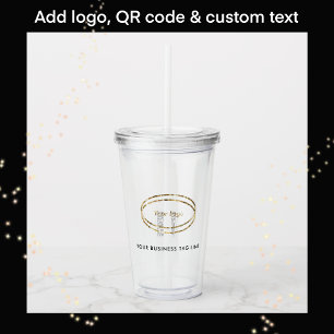 ビジネス ロゴ & QR コード ブラック テキスト プロモーション アクリルタンブラー