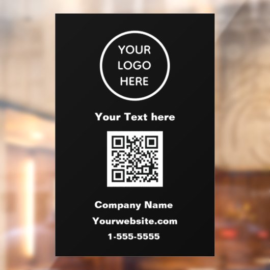 ビジネス ロゴ QR コード ブラック モダン プロモーション ウィンドウサイン (シート2)