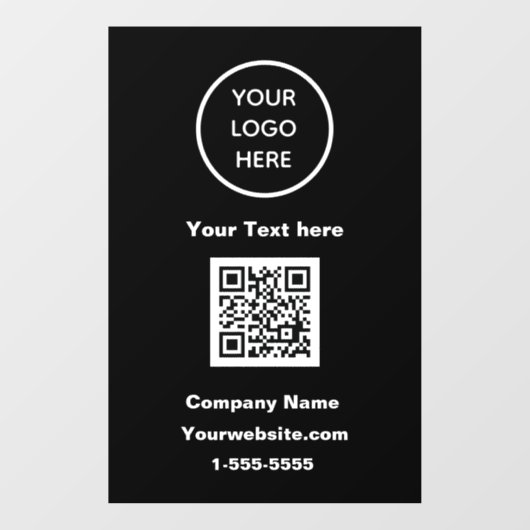 ビジネス ロゴ QR コード ブラック モダン プロモーション ウィンドウサイン (シート)