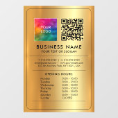 ビジネス ロゴ QR コード 営業時間 フェイク ゴールド ウィンドウサイン (シート)