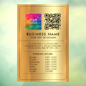 ビジネス ロゴ QR コード 営業時間 フェイク ゴールド ウィンドウサイン (シート3)