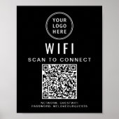 ビジネス ロゴ WiFi ネットワーク QRコード ブラック ポスター (正面)