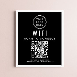 ビジネス ロゴ WiFi ネットワーク QRコード ブラック ポスター