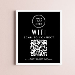 ビジネス ロゴ WiFi ネットワーク QRコード ブラック ポスター