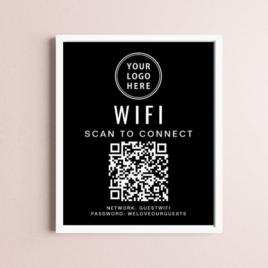 ビジネス ロゴ WiFi ネットワーク QRコード ブラック ポスター