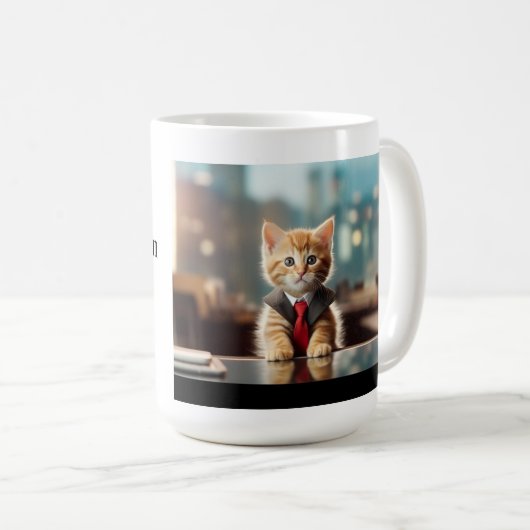 ビジネス+子猫 コーヒーマグカップ (正面右)