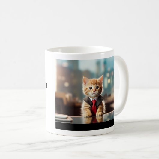 ビジネス+子猫 コーヒーマグカップ (正面右)