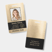 ビジネス 従業員 写真 偽 ブラシ ゴールド ブラック ID バッジ (正面＆裏面)