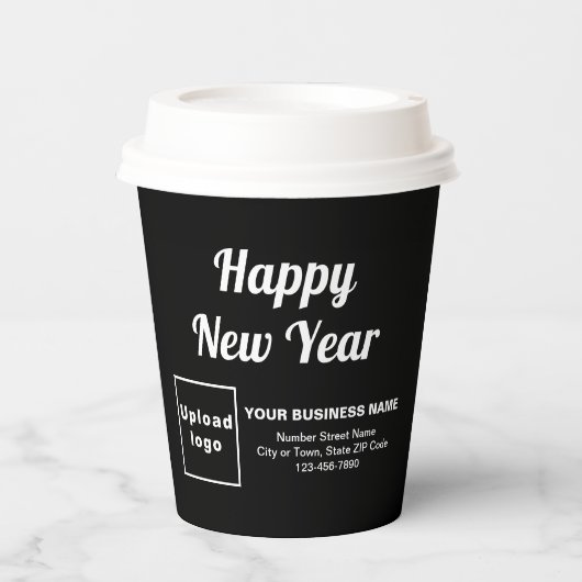 ビジネス 新年 ブラック 紙コップ (正面)
