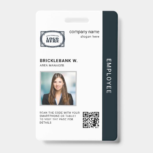 ビジネス 社員 コーポレート QR コード 写真 ID バッジ (正面)