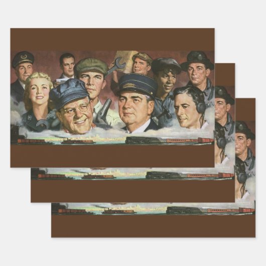 ビジネス 職業、ヴィンテージ 愛国的な 愛国心 ラッピングペーパーシート (セット)