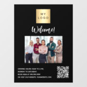 ビジネス 黒ロゴ写真 ウェルカムQRコード ウィンドウサイン (シート)