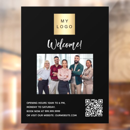 ビジネス 黒ロゴ写真 ウェルカムQRコード ウィンドウサイン (シート2)