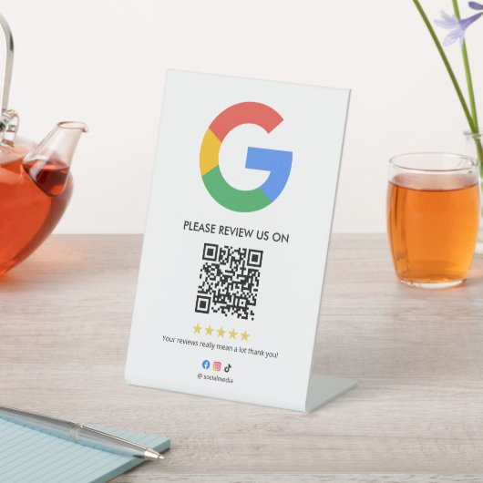 ビジネス Google レビュー卓上サイン l QRコード 台座サイン (インサイチュ)