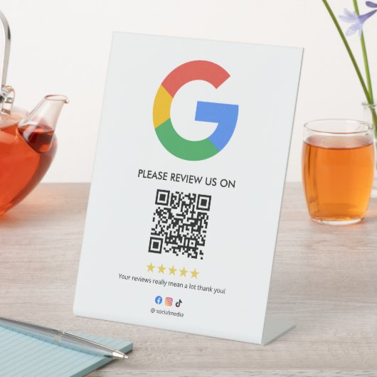 ビジネス Google レビュー卓上サイン l QRコード 台座サイン (インサイチュ)