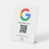 ビジネス Google レビュー卓上サイン l QRコード 台座サイン (正面)