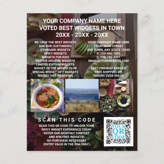 ビジネス QRコード ダークフォト 広告 カスタム チラシ (正面)