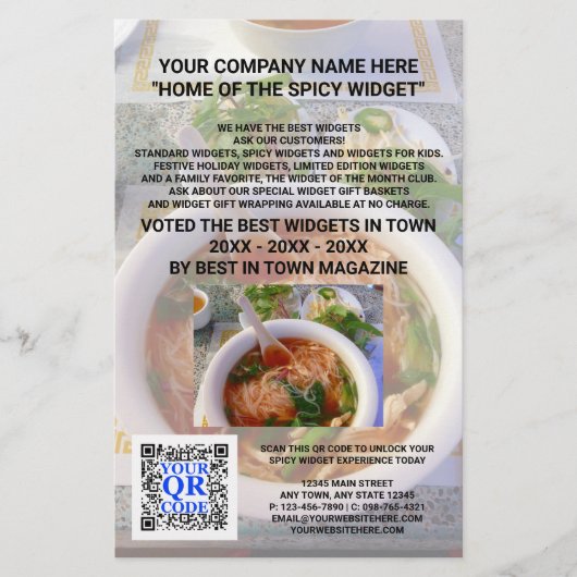 ビジネス QRコード ライト 写真 カスタム マーケティング チラシ (正面)