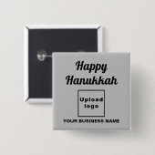 ビジネスHanukkahグリーティングオングレースクエアボタン 缶バッジ (正面&裏面)