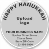 ビジネスHanukkahグリーティングオングレーラウンドビニール シール (正面)