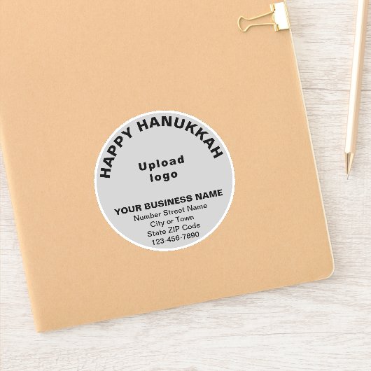 ビジネスHanukkahグリーティングオングレーラウンドビニール シール (ノートブック)