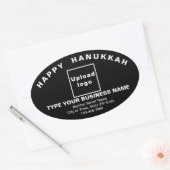 ビジネスHanukkahグリーティングオンブラックオーバルステッカー 楕円形シール (封筒)