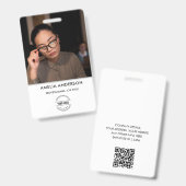 ビジネスIDカード |大きモダンな写真社員が悪い バッジ (正面＆裏面)