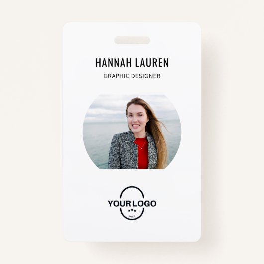ビジネスIDカード |大きモダンな写真社員が悪い バッジ (正面)