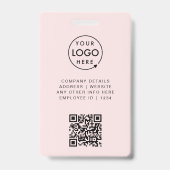 ビジネスIDカード |赤面ピンクガーリーモダンスタッフ バッジ (裏面)