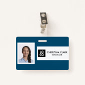 ビジネスIDパーソナライズされたフォトロゴの従業員名 バッジ (正面クリップ)