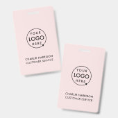 ビジネスIDロゴ |ピンクモダンの社員スタッフ バッジ (正面＆裏面)