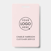 ビジネスIDロゴ |ピンクモダンの社員スタッフ バッジ (裏面)