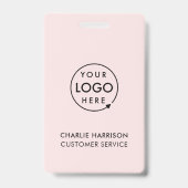 ビジネスIDロゴ |ピンクモダンの社員スタッフ バッジ (正面)
