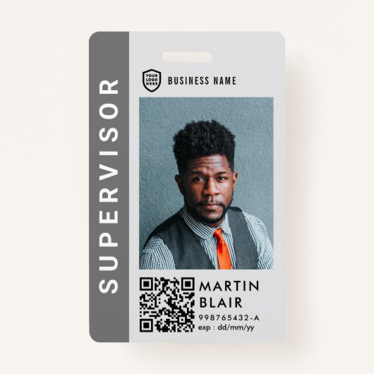 ビジネスIDロゴ |写真モダン社員スタッフ バッジ (正面)