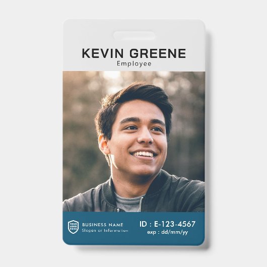 ビジネスIDロゴ |写真社員スタッフバッジ バッジ (表面)