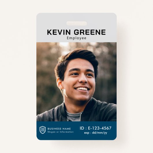 ビジネスIDロゴ |写真社員スタッフバッジ バッジ (正面)