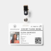 ビジネスIDロゴ |弁護士アットコートホワイト バッジ (正面 （クリップ付）)