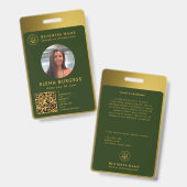 ビジネスIDロゴ |弁護士ダークグリーン金ゴールド バッジ (正面＆裏面)