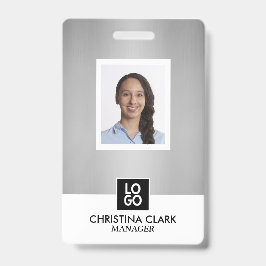 ビジネスID従業員の写真ロゴ名バッジシルバー バッジ