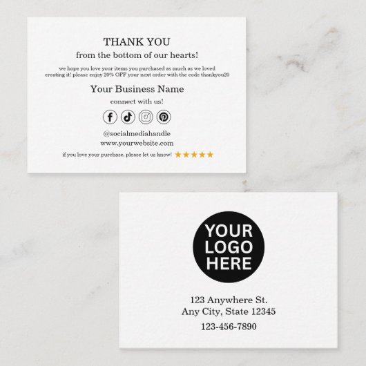 ビジネスQRカードの割引率に感謝 名刺 (正面/裏面)