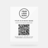 ビジネスQRコードとロゴ白 アクリルサイン (正面)