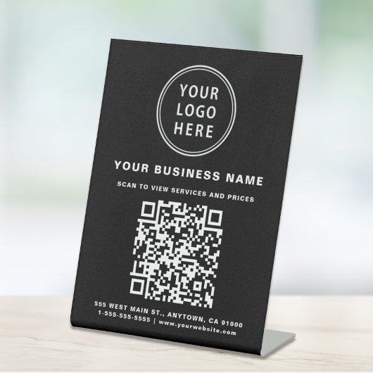 ビジネスQRコードとロゴ ブラック 台座サイン