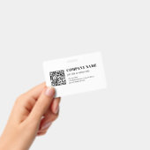 ビジネスQRコードと編集可能なレトロモダンテキスト バッジ (手持ち)