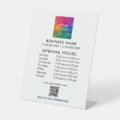 ビジネスQRコードの営業時間のロゴパーソナライズされた 台座サイン (正面)